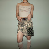 Khaki Butterfly Lace Mini Skirt