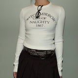 White Slim-fit Crew Neck Long Sleeve