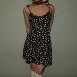 Black floral pattern dress
