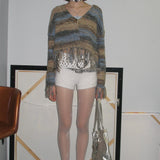 Striped Fringed Cardigan