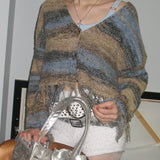 Striped Fringed Cardigan