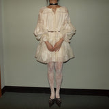 Bohemian Bubble Sleeve Dress(with the waist chain)