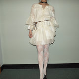 Bohemian Bubble Sleeve Dress(with the waist chain)