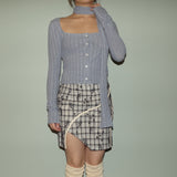 Square-neck long sleeve with scarf