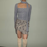 Square-neck long sleeve with scarf