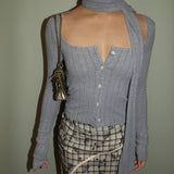 Square-neck long sleeve with scarf