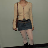 Denim mini skirts