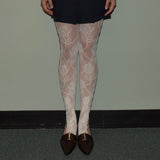 Floral Pattern Side Cutout Stocking