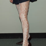 Floral Pattern Side Cutout Stocking