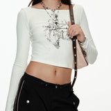 Rhinestone Lace-Up Long Sleeve