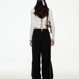 Rhinestone Lace-Up Long Sleeve