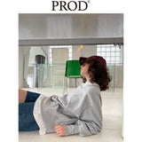 Loose Fit Ribbed Crewneck Sweatshirt / Melange Gray