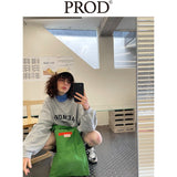 Loose Fit Memory Letters Embroidered Crewneck Sweatshirt / Melange Grey