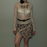 Khaki Butterfly Lace Mini Skirt