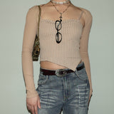 Brown plaid two-piece top set