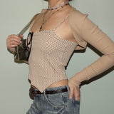Brown plaid two-piece top set