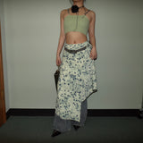 Green Floral Pattern Half-slip Skirt