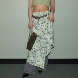 Green Floral Pattern Half-slip Skirt