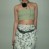 Green Floral Pattern Half-slip Skirt