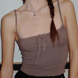 Brown Front Tie Tank Top