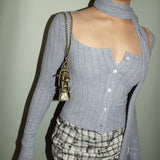 Square-neck long sleeve with scarf