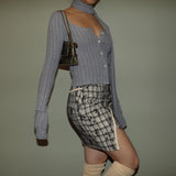 Square-neck long sleeve with scarf