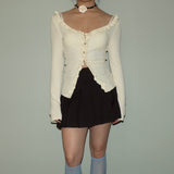 V-Nick Ruffle Trim Cardigan