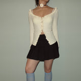 V-Nick Ruffle Trim Cardigan