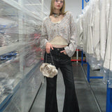 Multicolor Front Cropped Cardigan