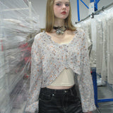 Multicolor Front Cropped Cardigan