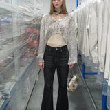 Multicolor Front Cropped Cardigan