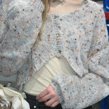 Multicolor Front Cropped Cardigan