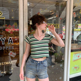 80s Sicily Stripe Cropped T-Shirt