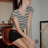 80s Sicily Stripe Cropped T-Shirt