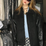 Spliced Faux leather Jacket