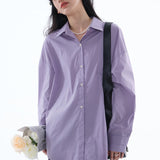 Oversized Plain Long Sleeve Blouse / Purple