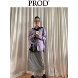 Oversized Plain Long Sleeve Blouse / Purple