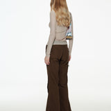 Button Cargo Flare Pants