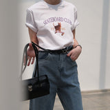 1986 Skateboard Club - Cat Basic Short Sleeve T-Shirt / White