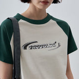 Slim fit Raglan Prodbldg Short Sleeve T-Shirt / Beige & Forest Green