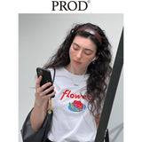 Rose Flower Graphic Basic T-Shirt / White