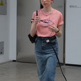 1867 Witch Mirror Basic Graphic Short Sleeve T-Shirt / Pink