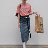 1867 Witch Mirror Basic Graphic Short Sleeve T-Shirt / Pink