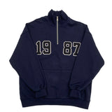 Loose Fit 1987 Quarter Zip Sweatshirt / Navy Blue