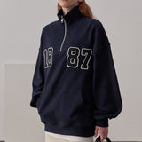 Loose Fit 1987 Quarter Zip Sweatshirt / Navy Blue