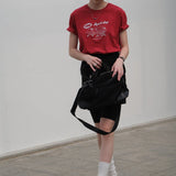 1786 April Day Graphic Basic T-Shirt / Red