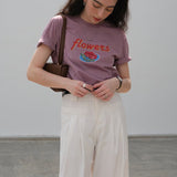 Rose Flower Graphic Basic T-Shirt / Mauve