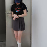 Rose Flower Graphic Basic T-Shirt / Black