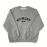 Loose Fit Memory Letters Embroidered Crewneck Sweatshirt / Melange Grey