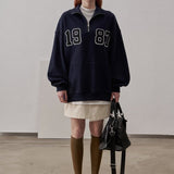 Loose Fit 1987 Quarter Zip Sweatshirt / Navy Blue